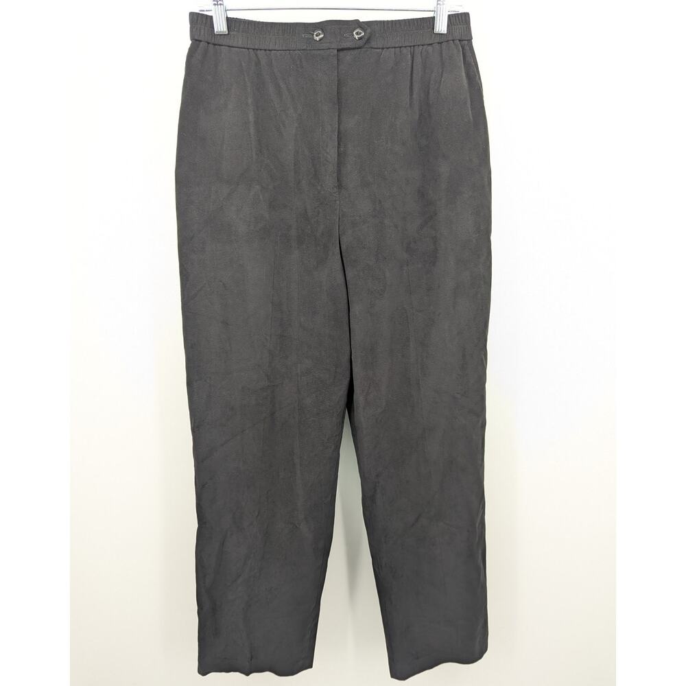Da-Rue of California Faux Suede Pants Womens 14 Black Vintage Elastic Waist USA